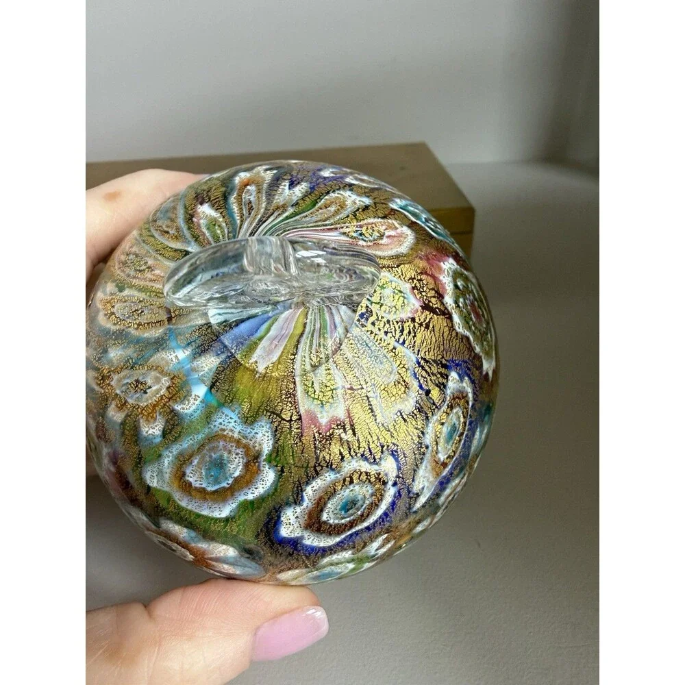 Murano Hand Blown Glass Millefiori Design 4 Inch Ornament Italy